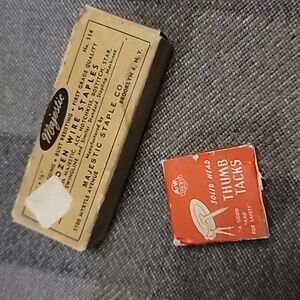Vintage Set of A&W Thumb Tacks and Majestic Wire Staples